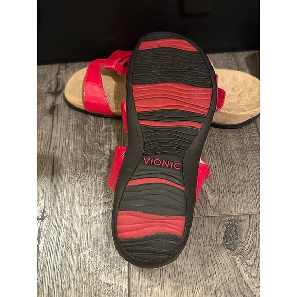 Vionic Women's Red Paros Backstrap Leather Slip On Slide Sandals Size 7 - Picture 5 of 6